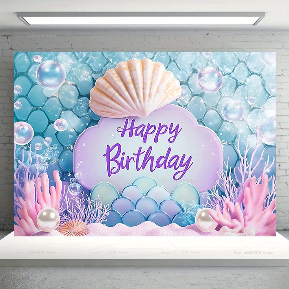 Baby Food Ingredients - Mermaid Party Backdrops Children's Happy Birthday