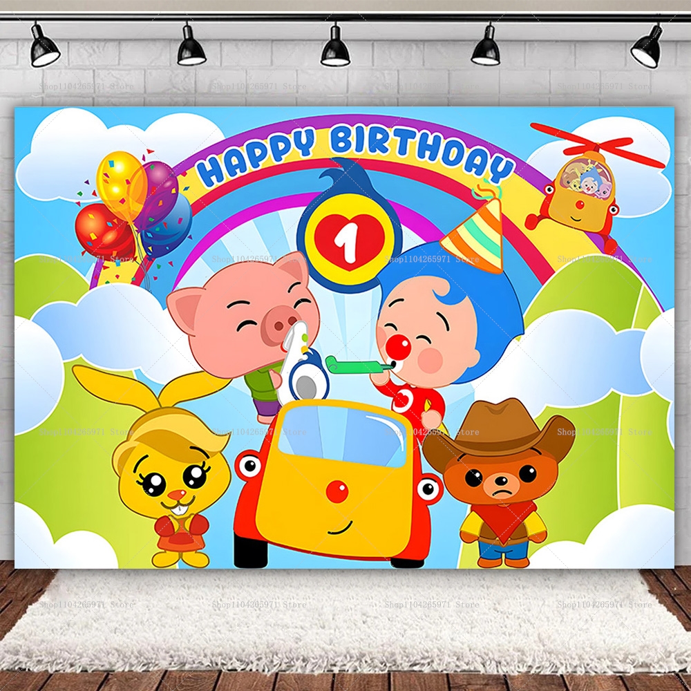 Baby Food Ingredients - Kids Birthday Baby Shower Backdrop Cartoon