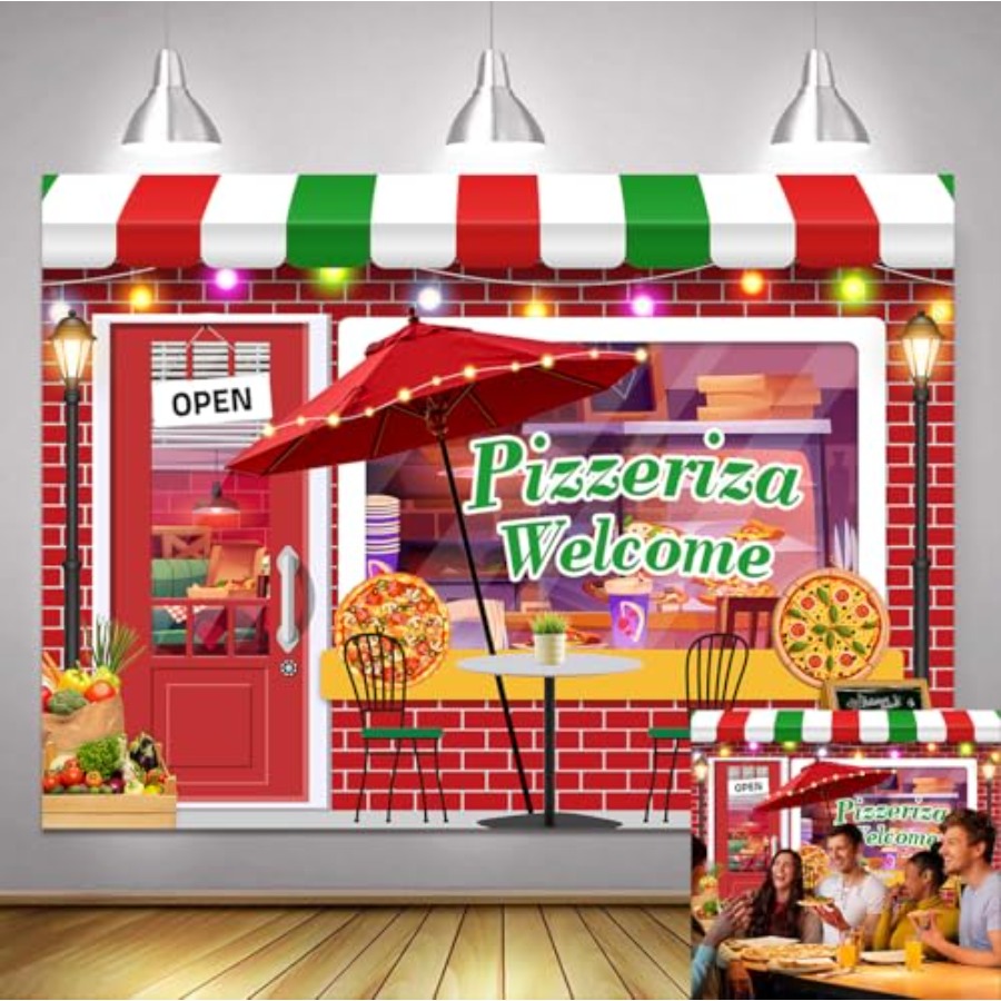 Baby Food Newborn - 7x5ft Pizza Shop Backdrop Food Vintage