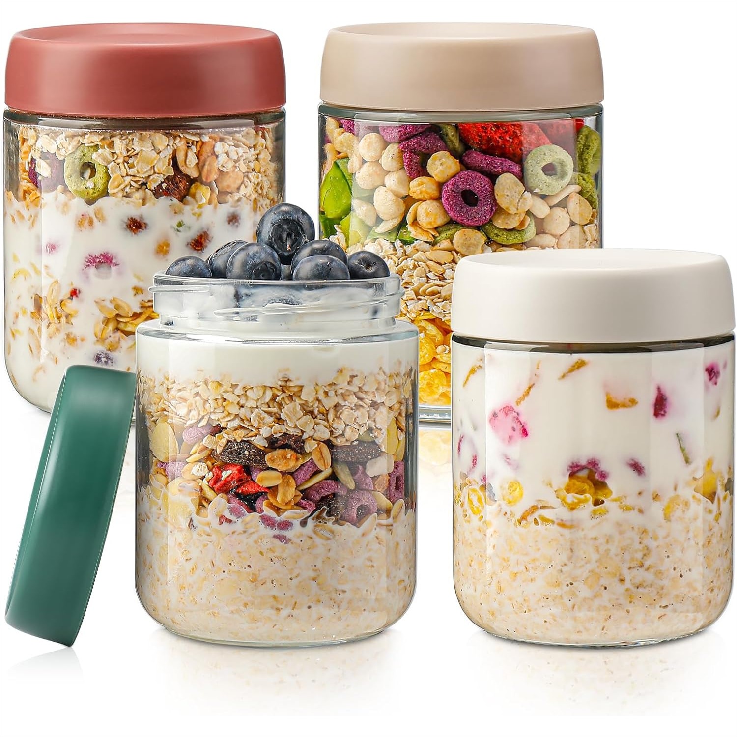 Baby Food Container - Glass Overnight Oats Containers with Lids,