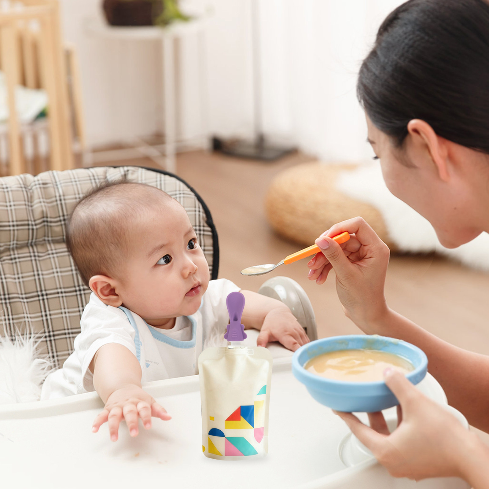 Baby Food Weaning - 5Pcs Baby Food Pouch Spoon Attachment