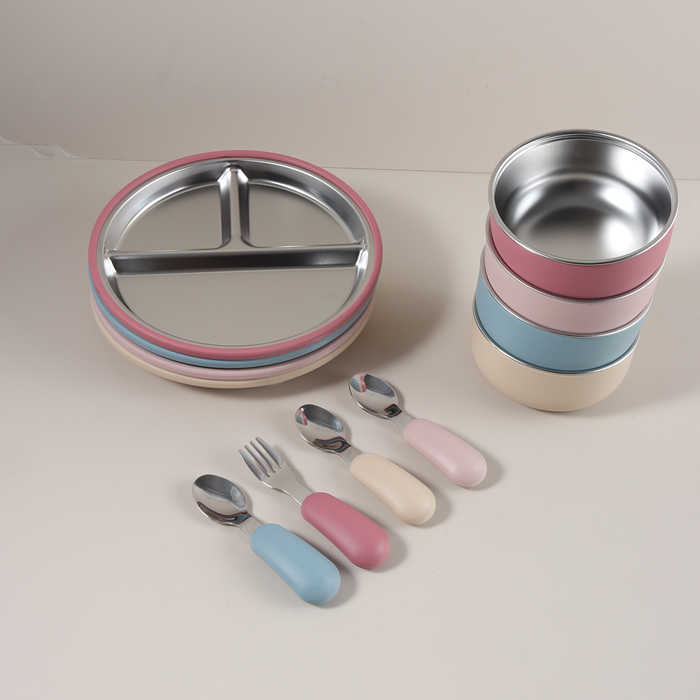 Baby Food Grater - 4pcs/set Silicone Suction Bowl Plate Spoon