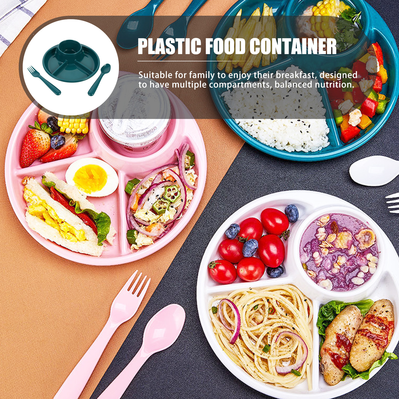 1Set Divided Food Plate Plasti - Baby Food Container recensione e prezzo