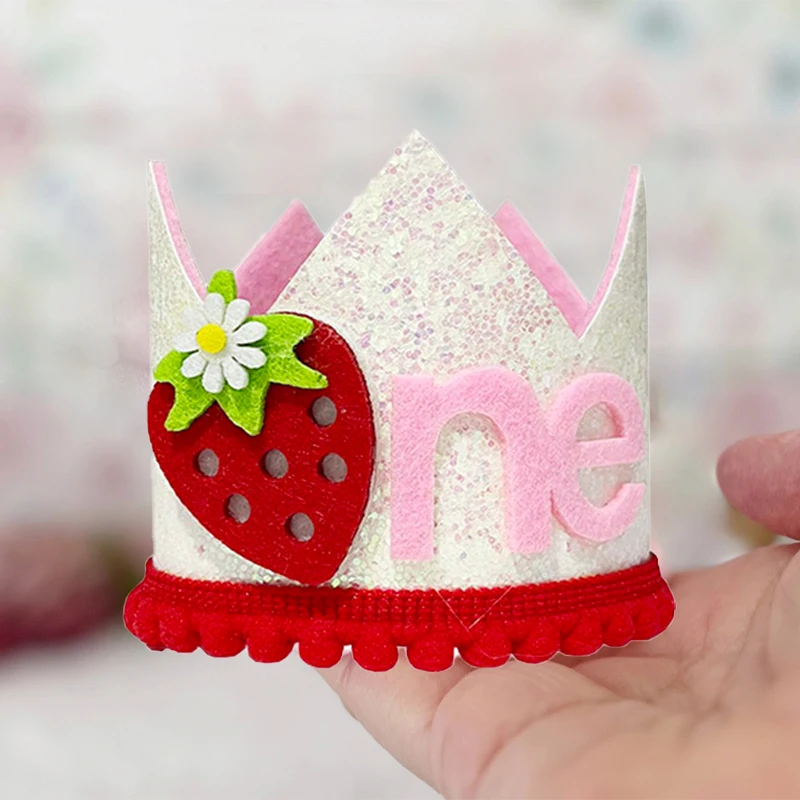 Pink Strawberry Crown Birthday - Baby Food Year Old recensione e prezzo