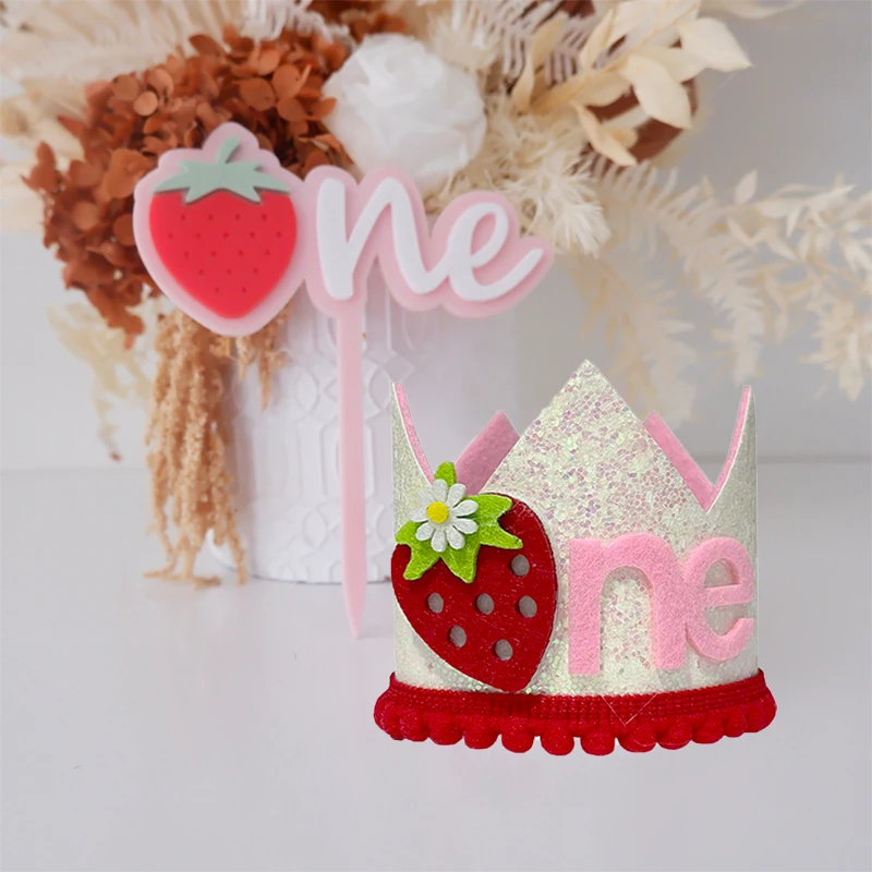 Pink Strawberry Crown Birthday - Baby Food Year Old recensione e prezzo