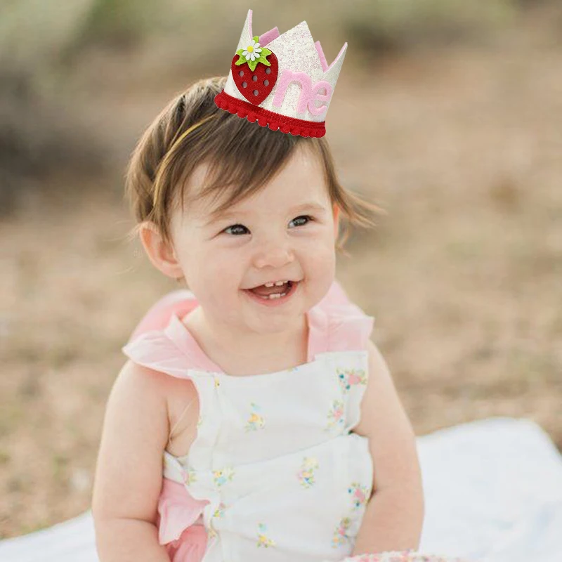 Pink Strawberry Crown Birthday - Baby Food Year Old recensione e prezzo
