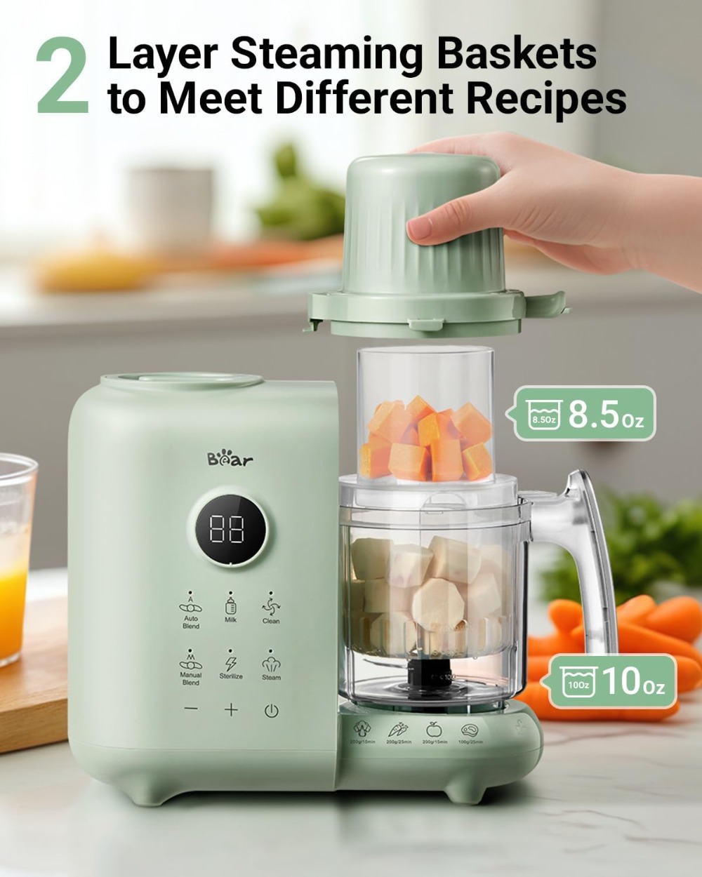 18.5oz Dual-Layer Steam Basket - Baby Food Blender And Steamer recensione e prezzo